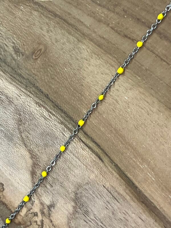 Collier argenté perles jaunes