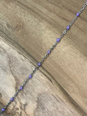 Collier argenté perles lilas