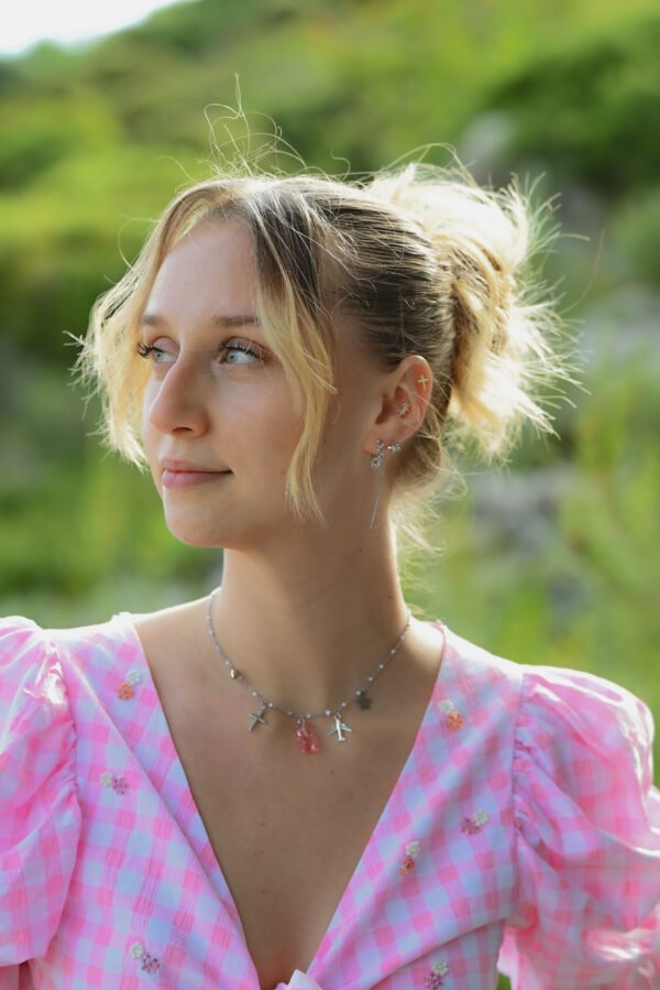 Collier argenté perles blanches