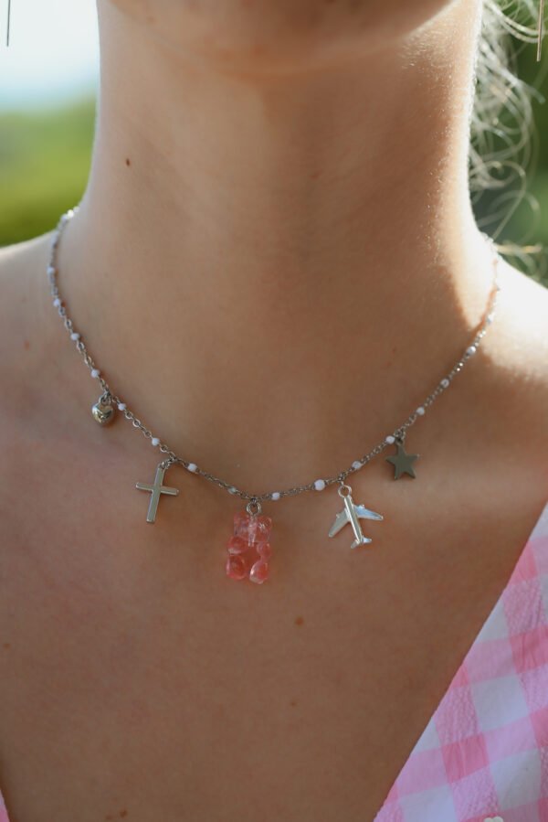 Collier argenté perles blanches